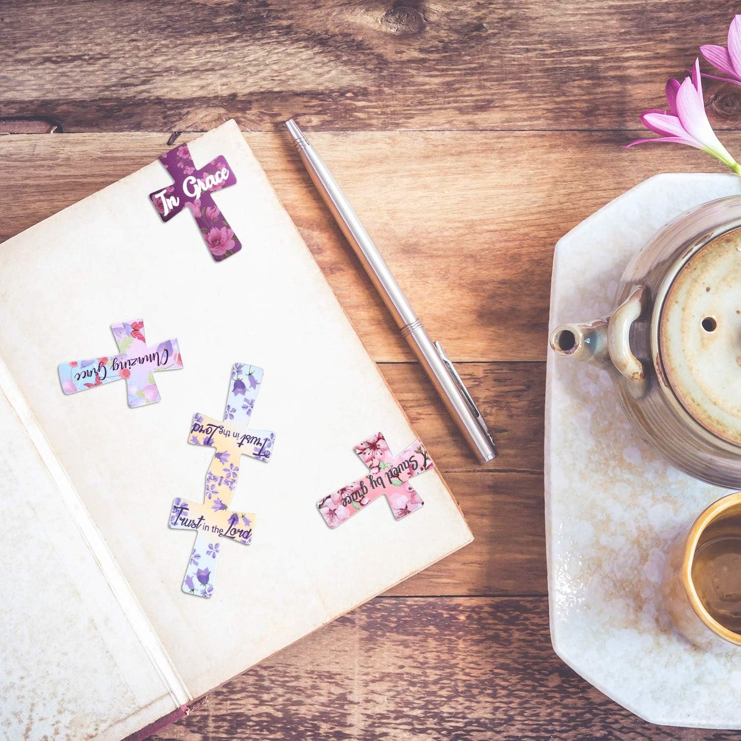 📖16 Pcs Magnetic Cross Bookmarks Gifts for Bible Study, Readers, Teachers, Students🌸✝️