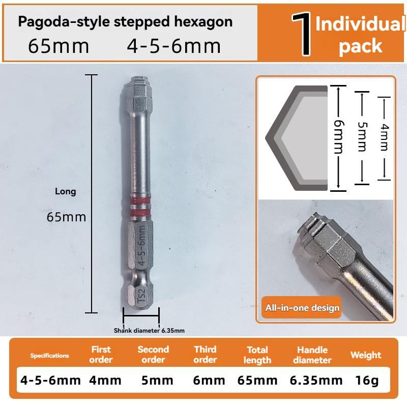 đź”§ All-in-One Pagoda Hex Screwdriver Bit Set (6PCS)