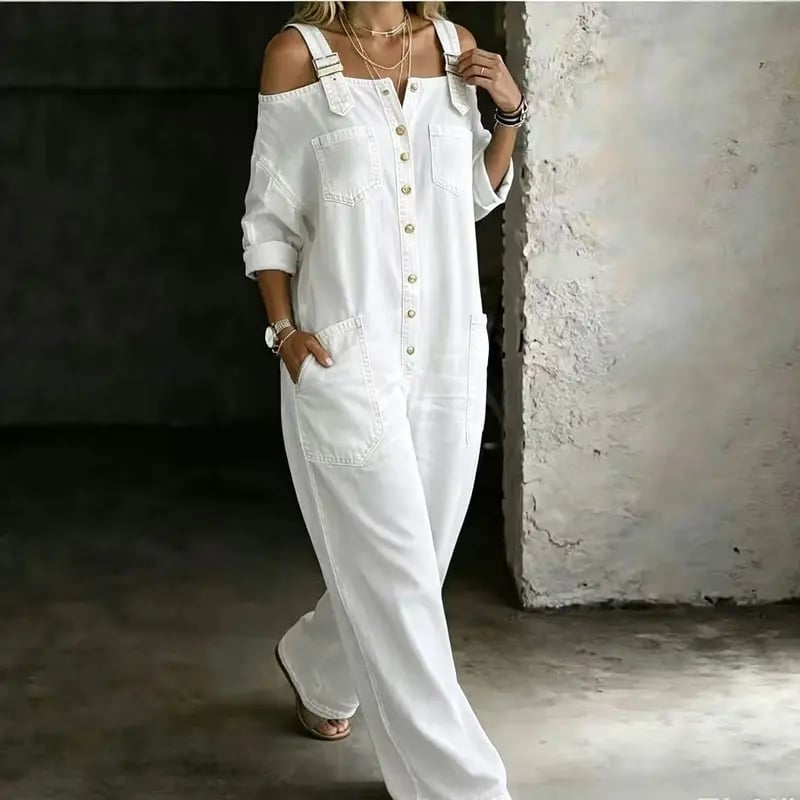 ✨ Off-Shoulder Denim Jumpsuit | Matches Any Style: Sexy, Sweet, Casual | Wide Leg Overalls Y2K 👖