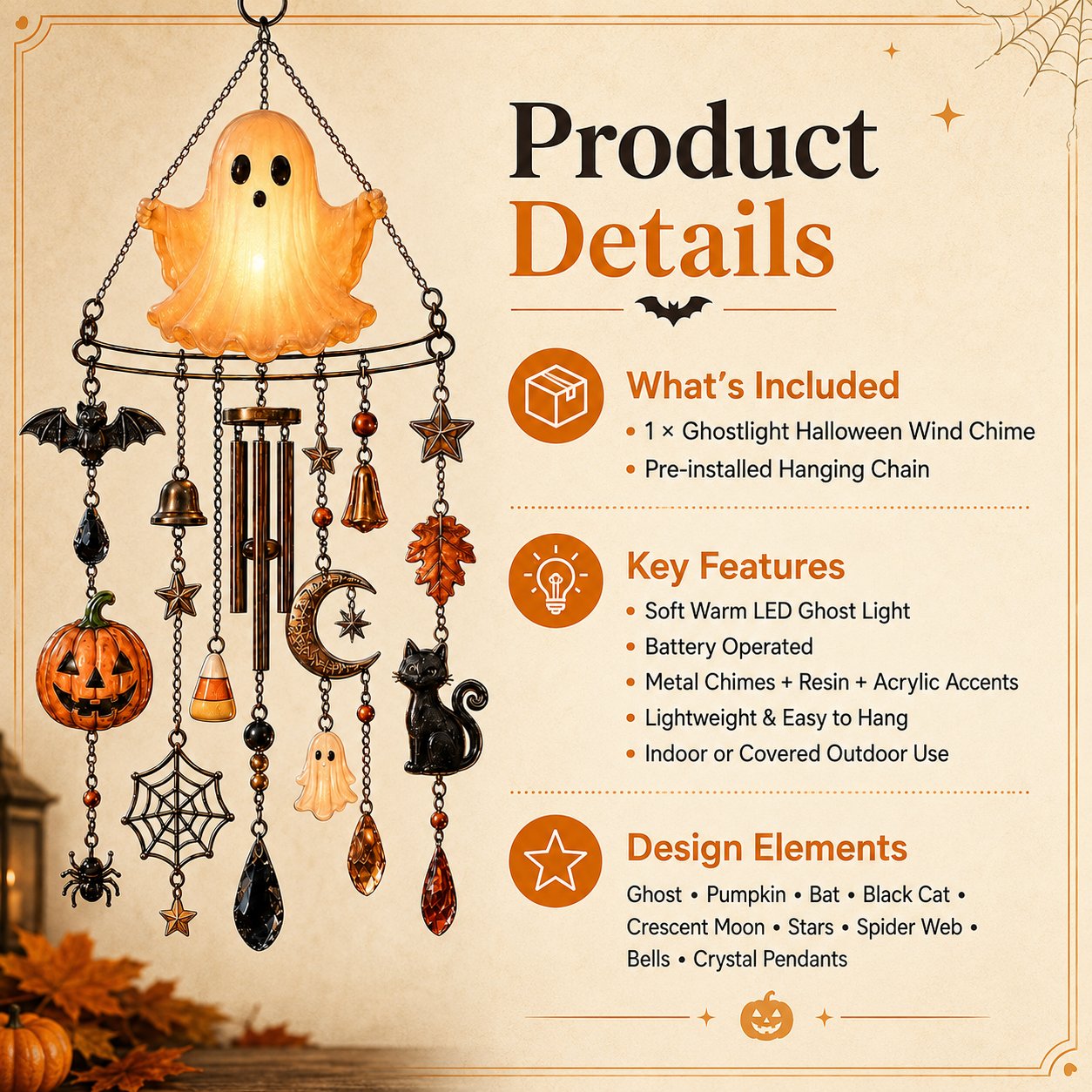 🔥Early Halloween Hot Sale 49% OFF👻 Haunted Glow Ghost Wind Chime