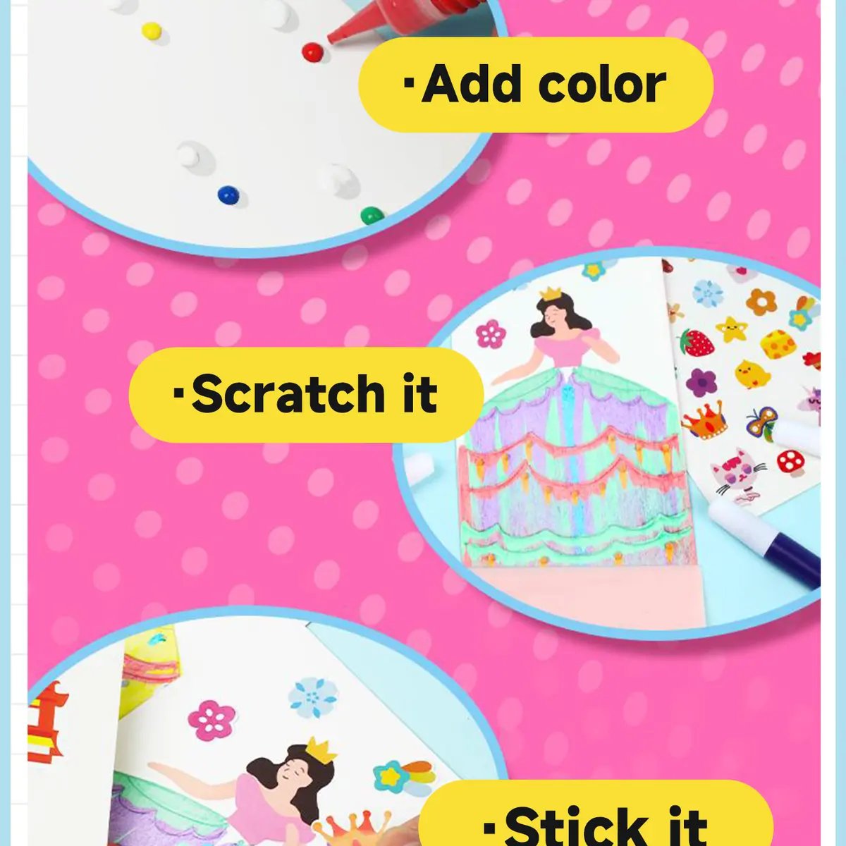 Rainbow Squeeze Art Kit - Creative Scratch & Color Art Set for Kids