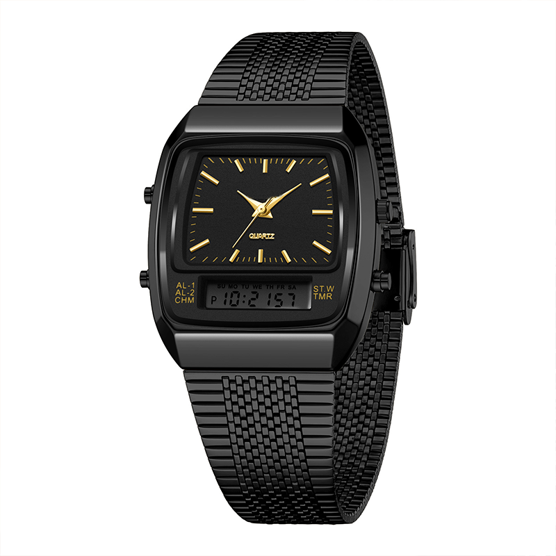 β LIMITED-TIME 49% OFF! π₯ Retro Style Square Face Multifunction Watch β Dual Display, Zinc Alloy, Stainless Steel β¨