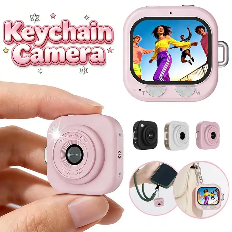 Mini Keychain Digital Camera, Y2K Pocket-Size Camera 2.5K HD with 64MP Lens