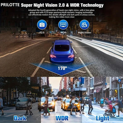 HD 1080P Dashcam with Three Lenses, Loop Recording and 3.5-inch IPS Screen