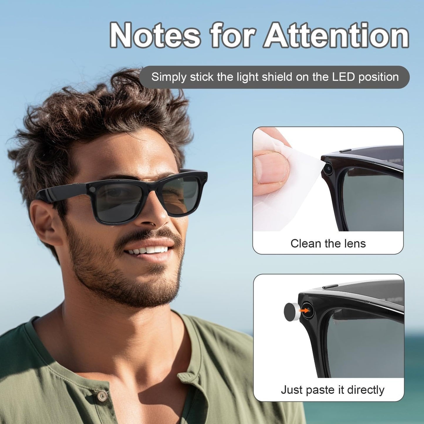 20 pcs LED Light Blocking Stickers Compatible with Ray-Ban Meta Wayfarer/Skyler/Headliner Gen 2 & Oakley Meta HSTN Smart Glasses Accessories, Low-Tack Restickable Blackout LED Light Covers Sticker