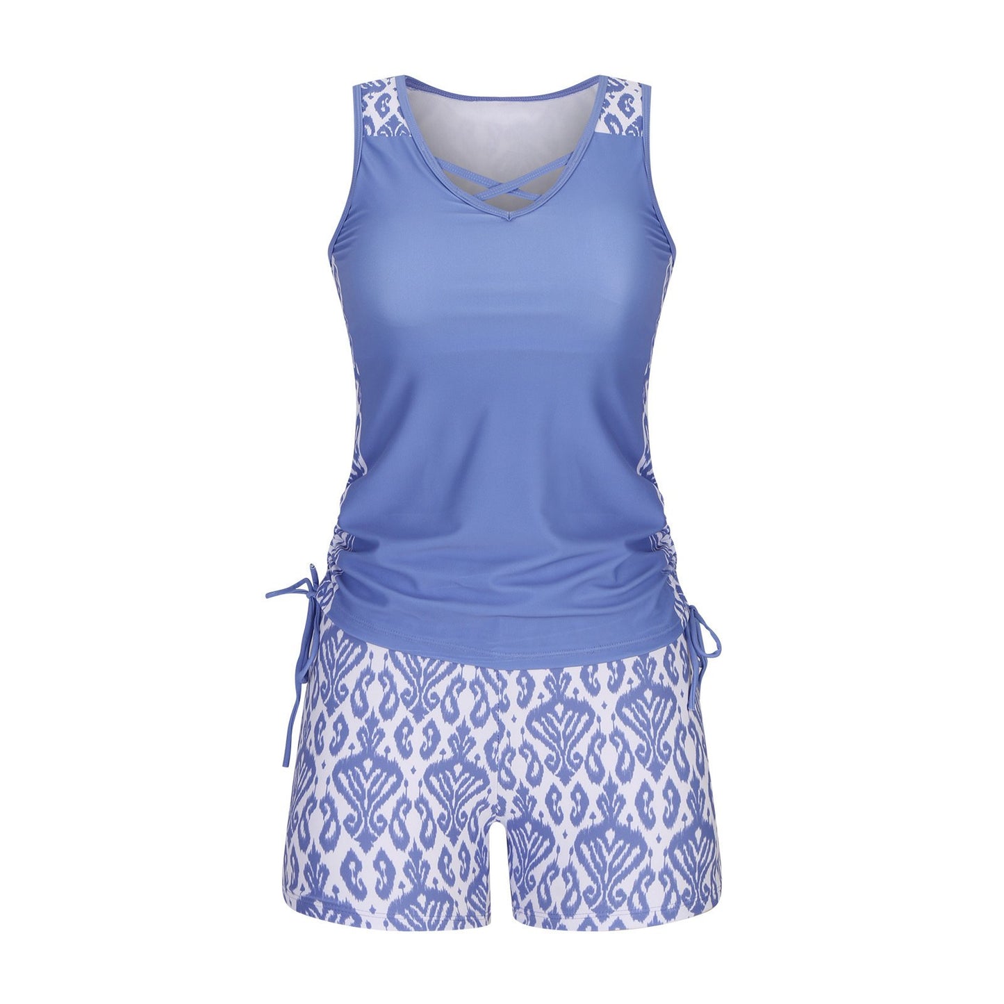 Women's Tummy Control Tankini Set with Built-In Bra – Flattering Boho Swimwear with Shorts🔥