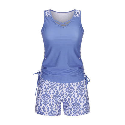 Women's Tummy Control Tankini Set with Built-In Bra – Flattering Boho Swimwear with Shorts🔥