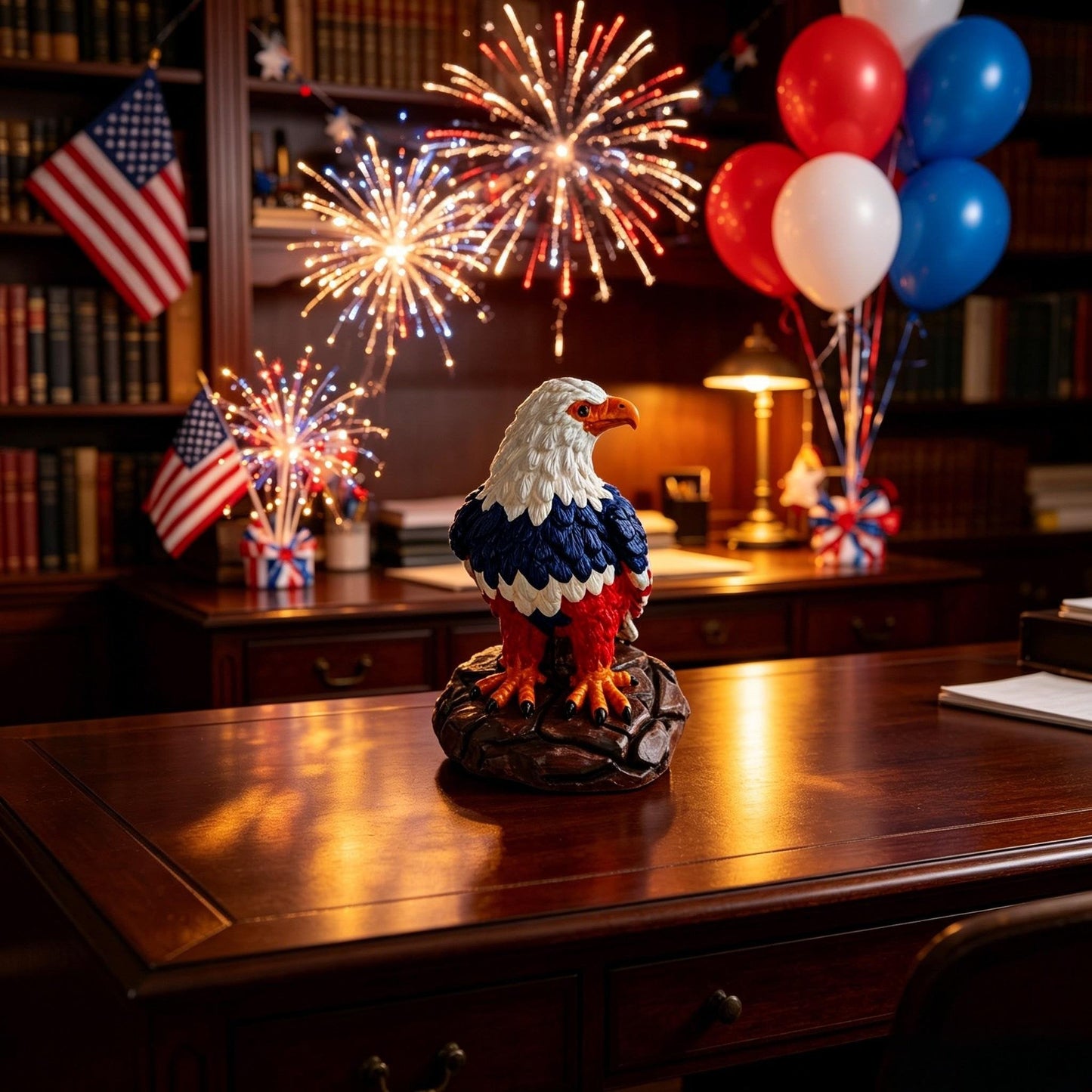 ⚡️Independence Day 🦅🌙U.S. 250th Eagle Stained Glass Table Lamp✨