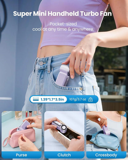🥳2026 HOT SALE🥳💞❄️ ! Turbo Handheld Fan, 6 speeds, LED display. 3000mAh battery 🌬️✨