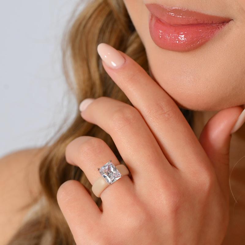 💍Renfit Silicone Ring – 10×8 mm Emerald Cut CZ | Patent-Pending Design - GlowStone Collection✨