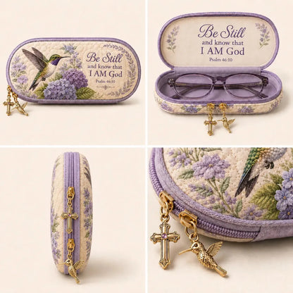 💜Be Still Hummingbird Quilted Glasses Case