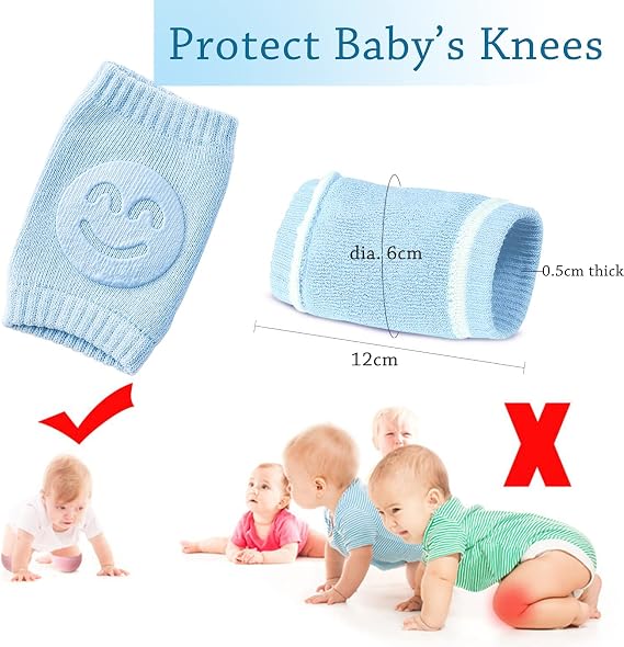 Baby 5-Pair Non-Slip Knee Pads, Thick Soft Contoured Fit for Crawling, Durable Fall Protection