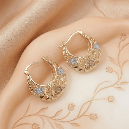 🌸 Vintage Flower Hoop Earrings