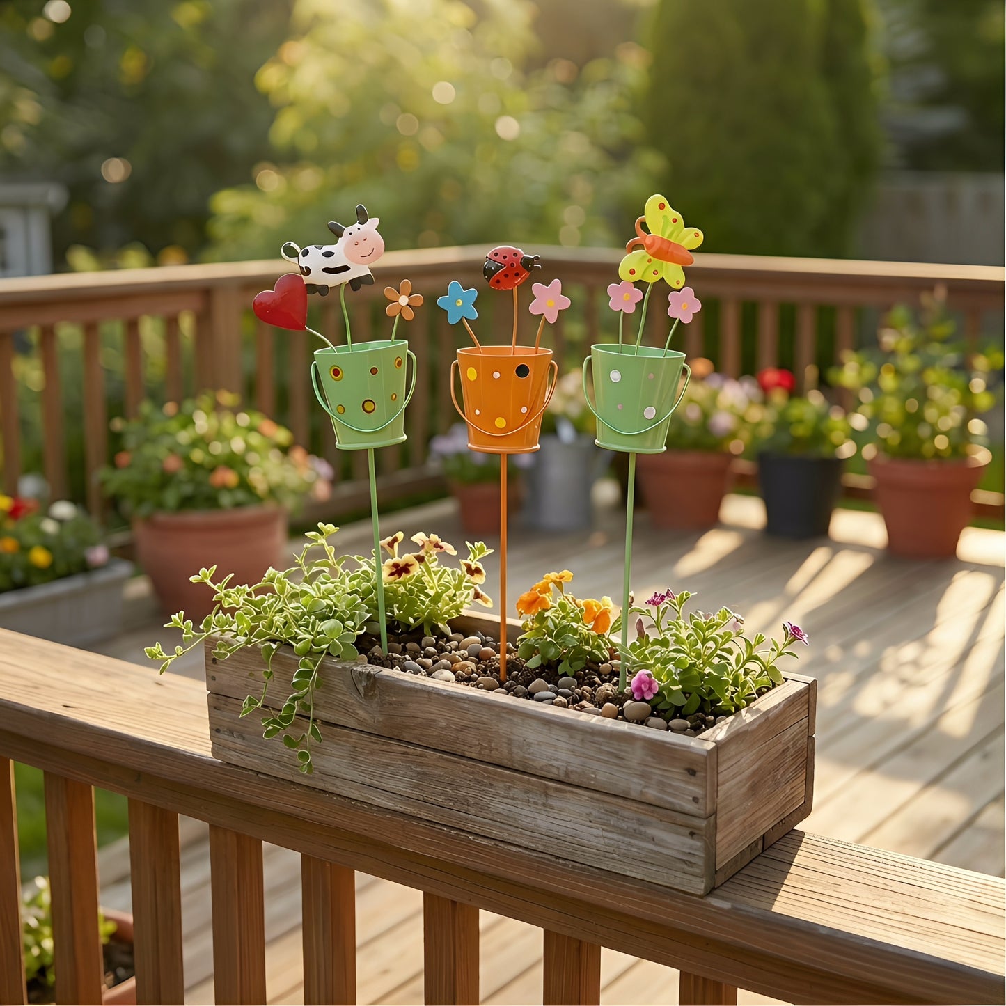 Set of 3 Metal Flower Pot Garden Stakes