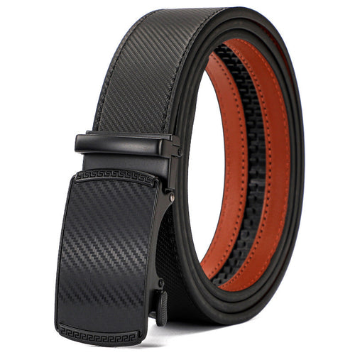 Leather Ratchet Belt With Adjustable Buckle