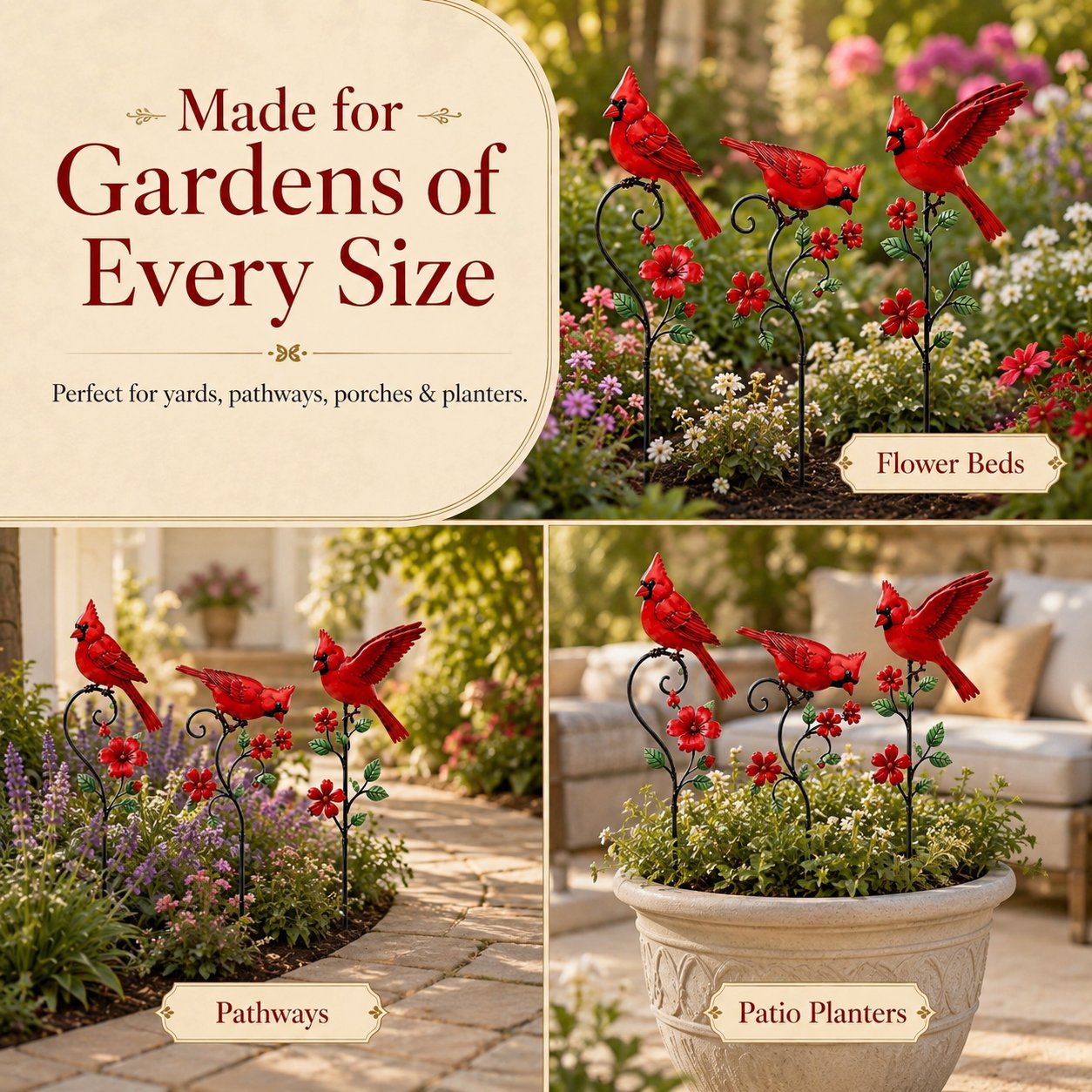 🐦 Red Cardinal Garden Stake Decoration