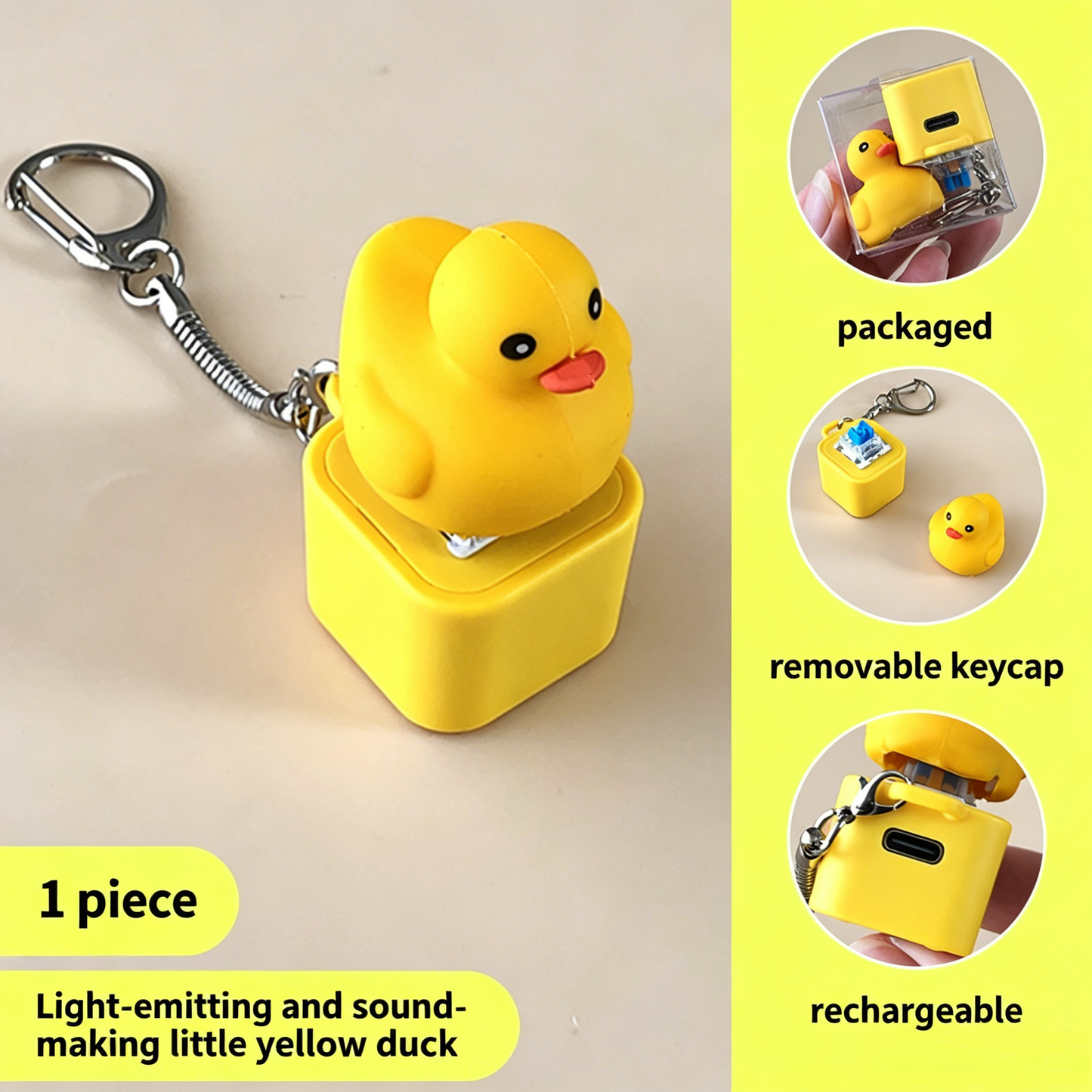 Seagull MINE! Button Keychain-Real Sound & LED Light