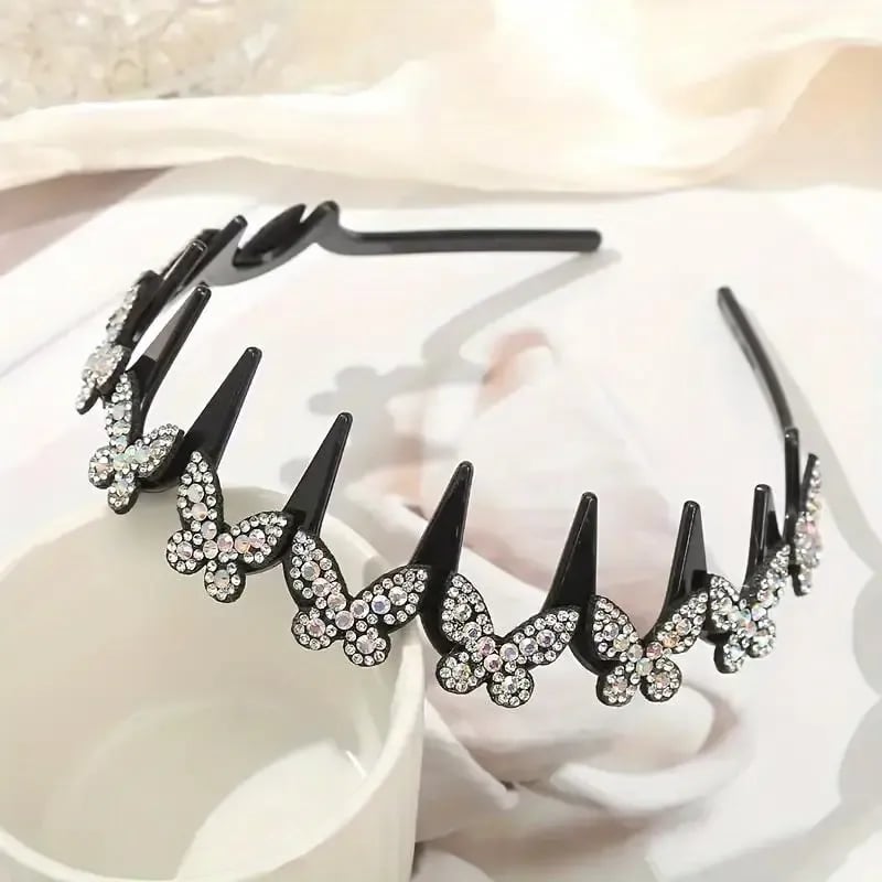 Wavy Crystal Headband Set, Plain Unisex Hair Accessory
