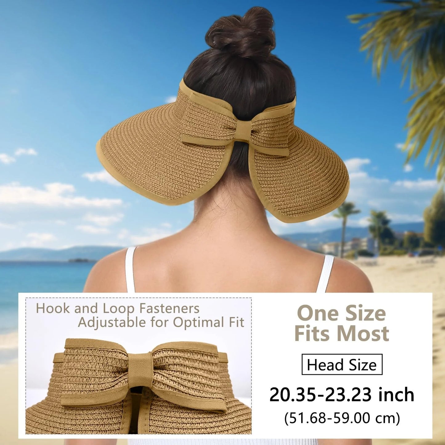 Women's Solid Color Cute Bow Design Wide Brim Straw Hat