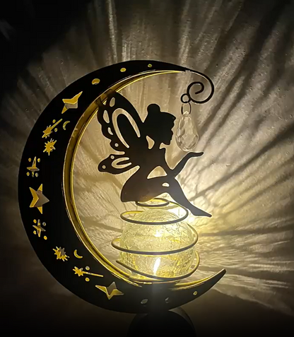 🌙✨ Charming Fairy Moon Solar Garden Stake Light