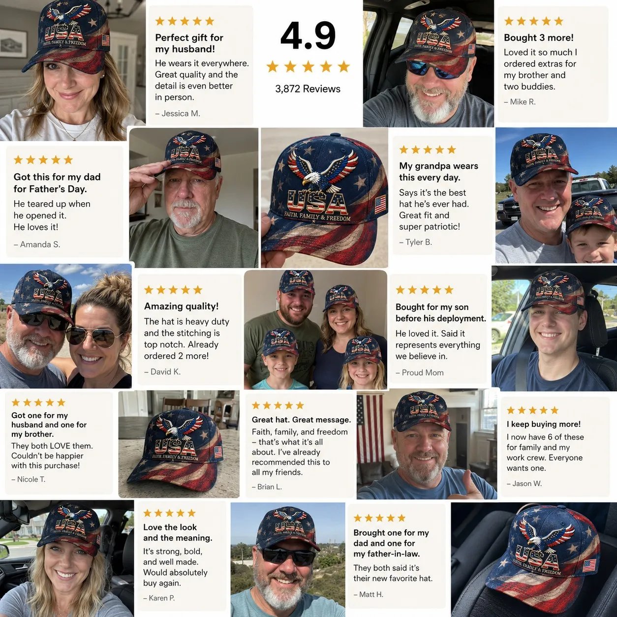 🔥Father's Day 49% OFF - 🇺🇸✨USA Faith, Family & Freedom Cap - Embroidered Edition🧢(Breathable & Lightweight Comfort & Unisex Fit)