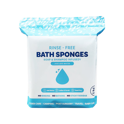 🎁 Freshness Anytime, Anywhere! 25 Large Rinse-Free Bathing Wipes for Adults