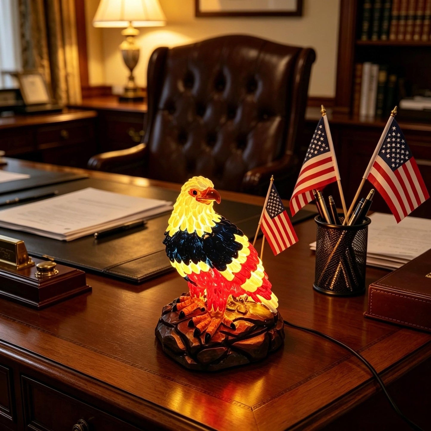 ⚡️Independence Day 🦅🌙U.S. 250th Eagle Stained Glass Table Lamp✨