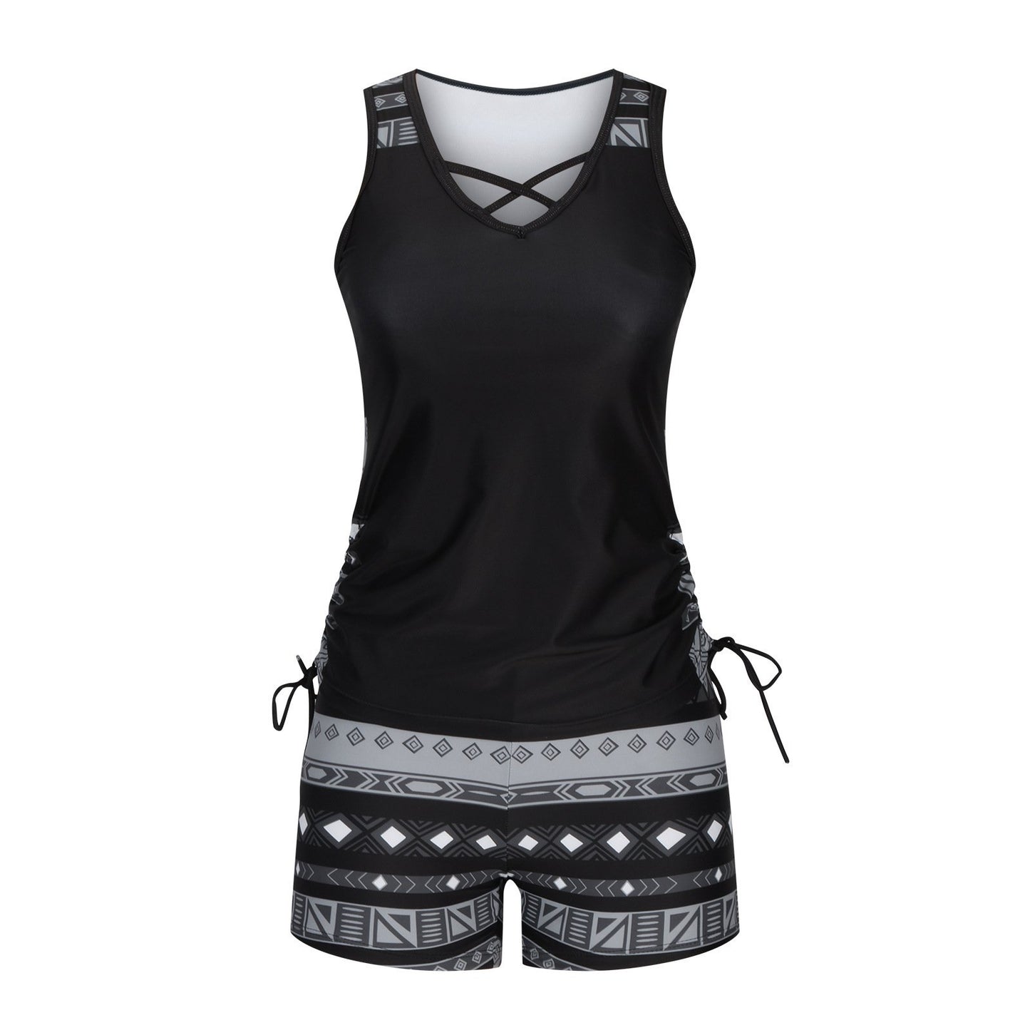 Women's Tummy Control Tankini Set with Built-In Bra – Flattering Boho Swimwear with Shorts🔥