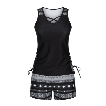 Women's Tummy Control Tankini Set with Built-In Bra – Flattering Boho Swimwear with Shorts🔥