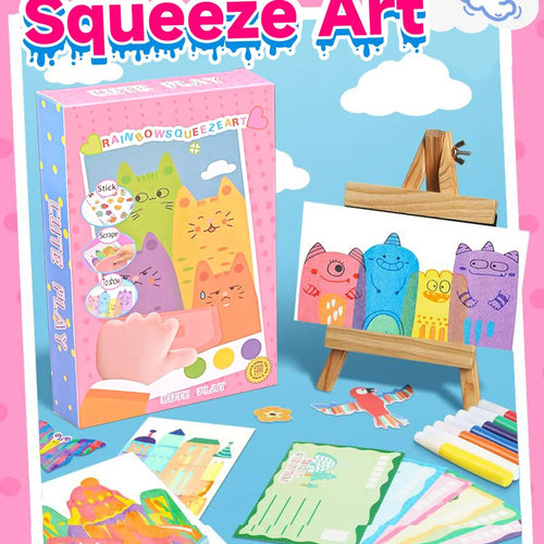Rainbow Squeeze Art Kit - Creative Scratch & Color Art Set for Kids