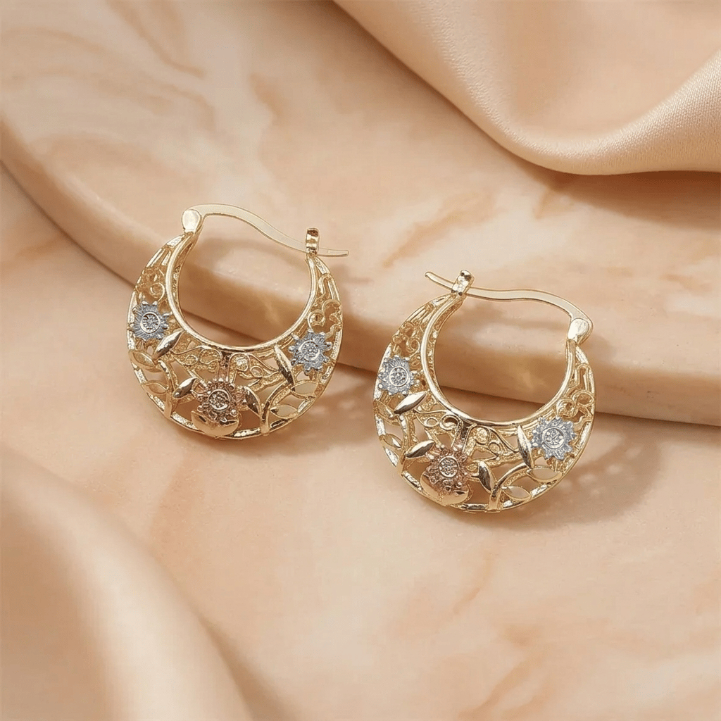 🌸 Vintage Flower Hoop Earrings