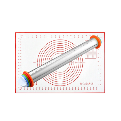 🔥Adjustable Stainless Steel Rolling Pin with Thickness Rings
