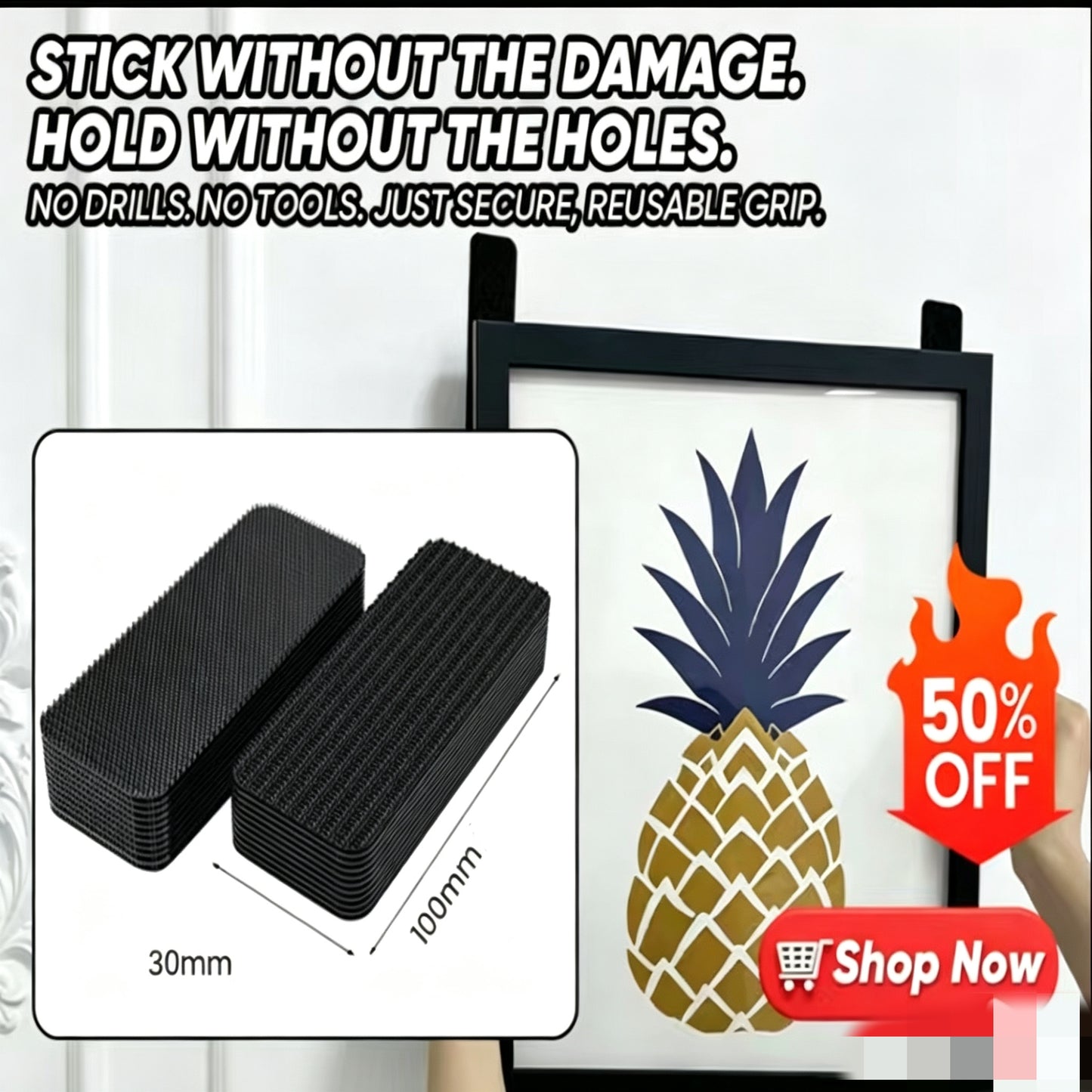 🛠️ Heavy-Duty Hook & Loop Adhesive Tape – Strong Double-Sided Sticky Mounting Strips-8YF7