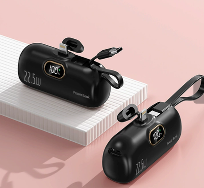 Mini Portable Charger with Built-in Cable
