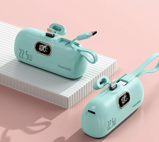 Mini Portable Charger with Built-in Cable