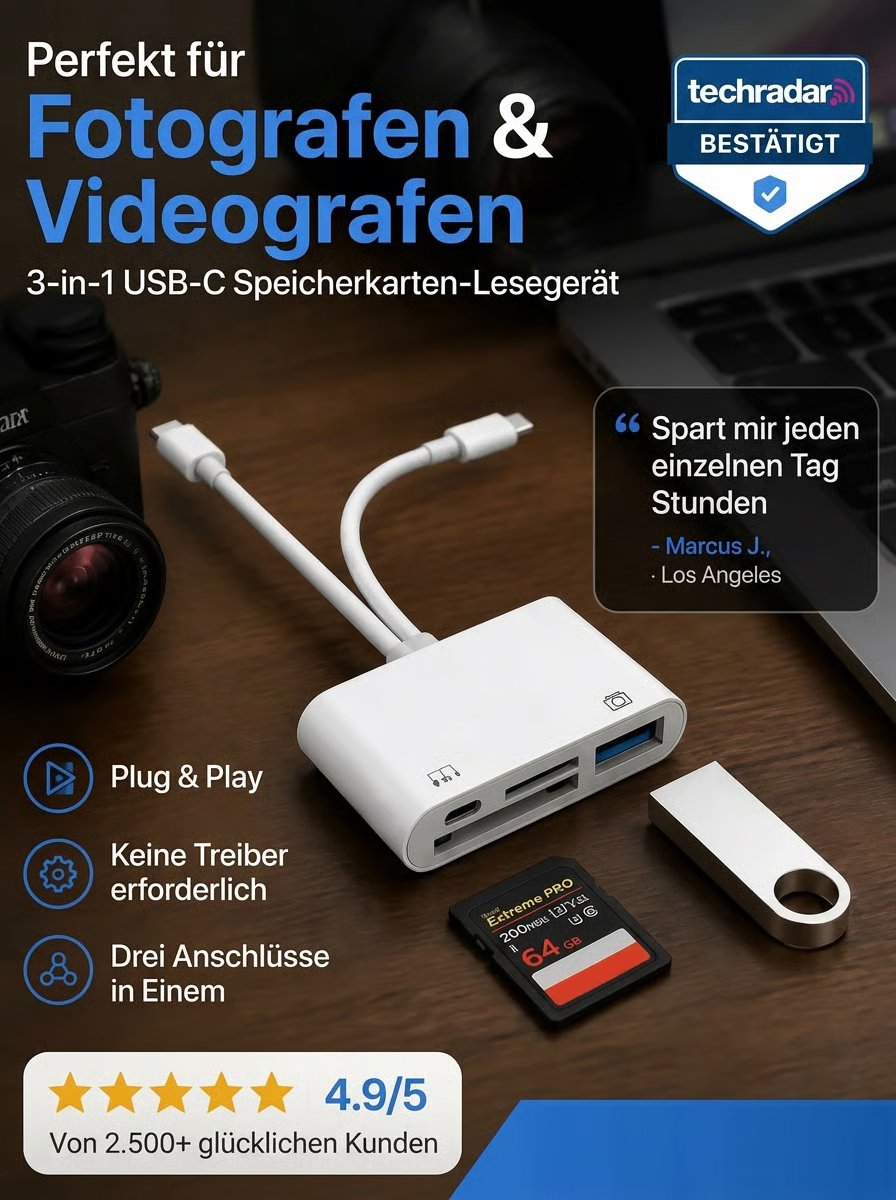 🔥 3-in-1 USB-C card reader