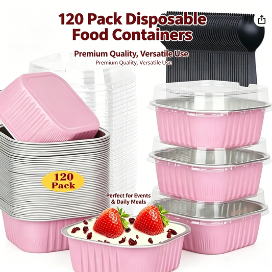 🎉120Pcs Portable Disposable Foil Cupcake Pans For Baking Picnic Party Use🍰