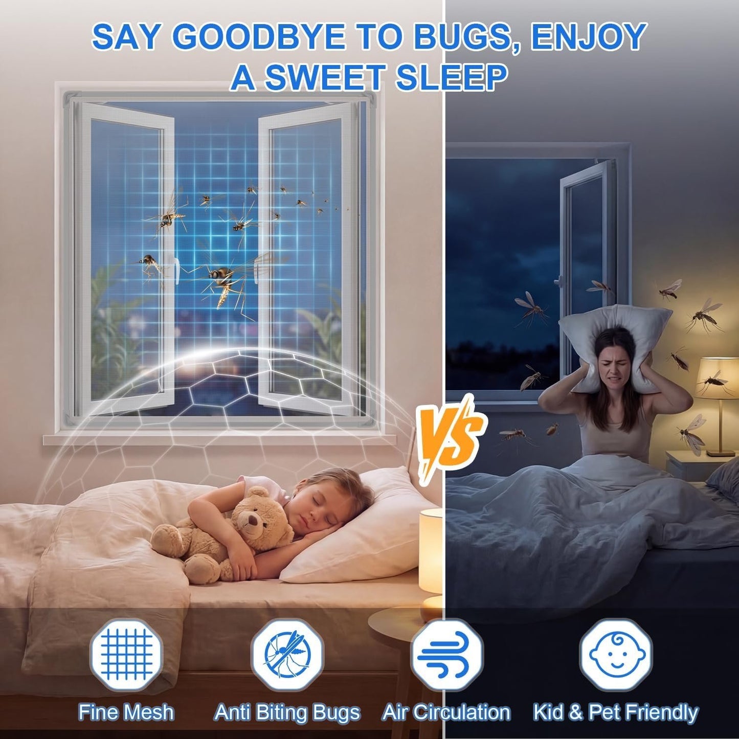 Self-adhesive Window Mesh Screen 🦟Anti Mosquito Insect Pet Proof Window Netting