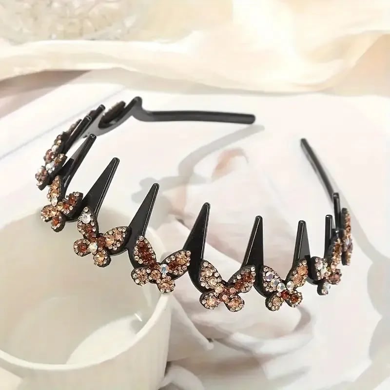 Wavy Crystal Headband Set, Plain Unisex Hair Accessory