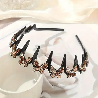 Wavy Crystal Headband Set, Plain Unisex Hair Accessory