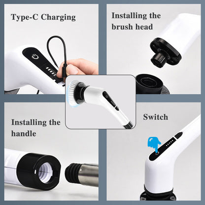 🧽⚡Electric Rotating Cleaning Brush | 7 Brush Heads · 300 RPM · IPX5 Waterproof · 2500mAh Long Battery Life · Makes Housework a Breeze