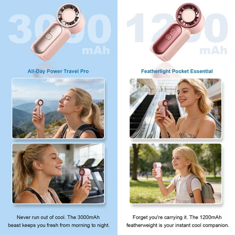 🥳2026 HOT SALE🥳💞❄️ ! Turbo Handheld Fan, 6 speeds, LED display. 3000mAh battery 🌬️✨
