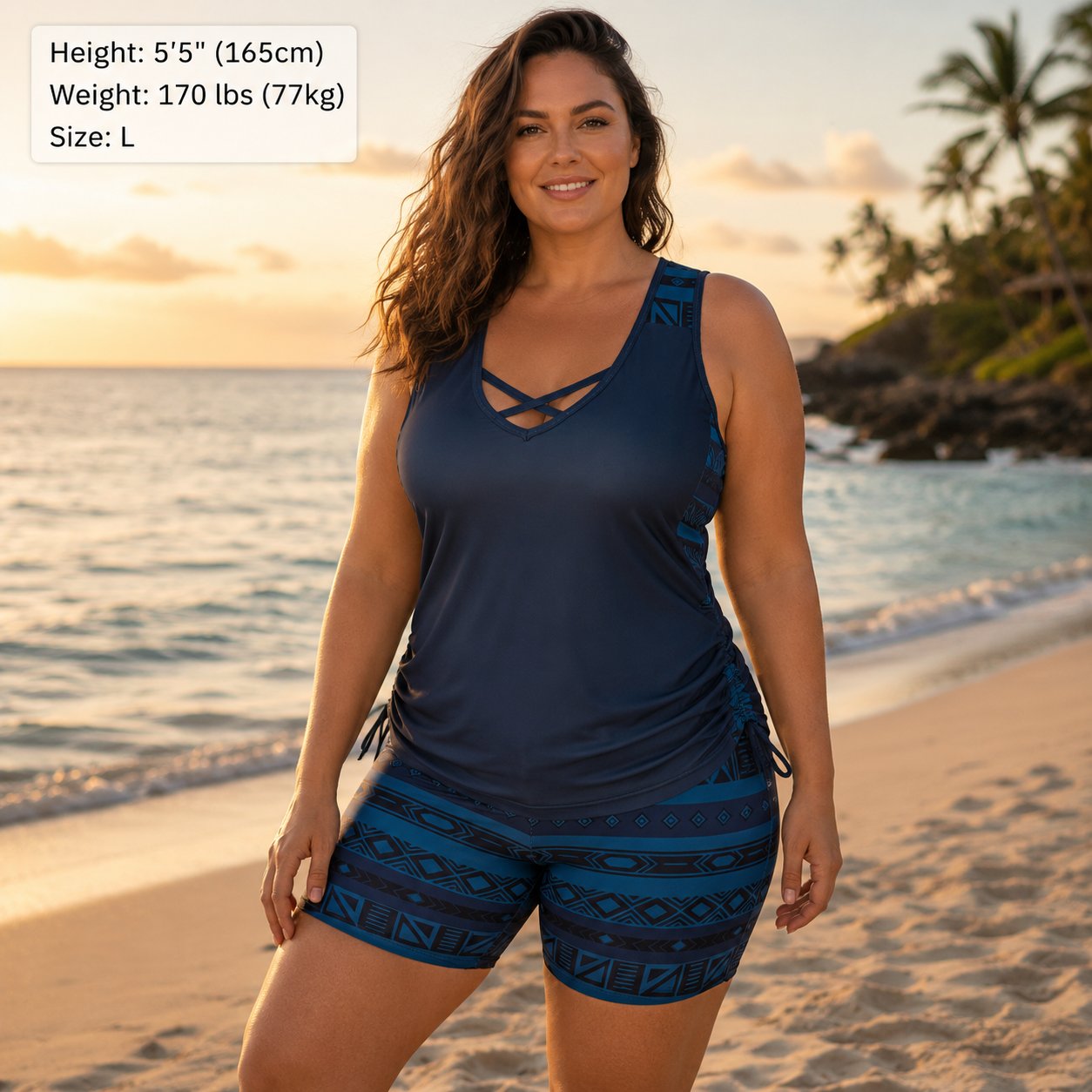 Women's Tummy Control Tankini Set with Built-In Bra – Flattering Boho Swimwear with Shorts🔥