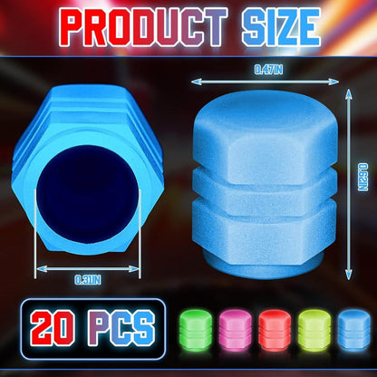 Glow-in-the-Dark Fluorescent Valve Caps