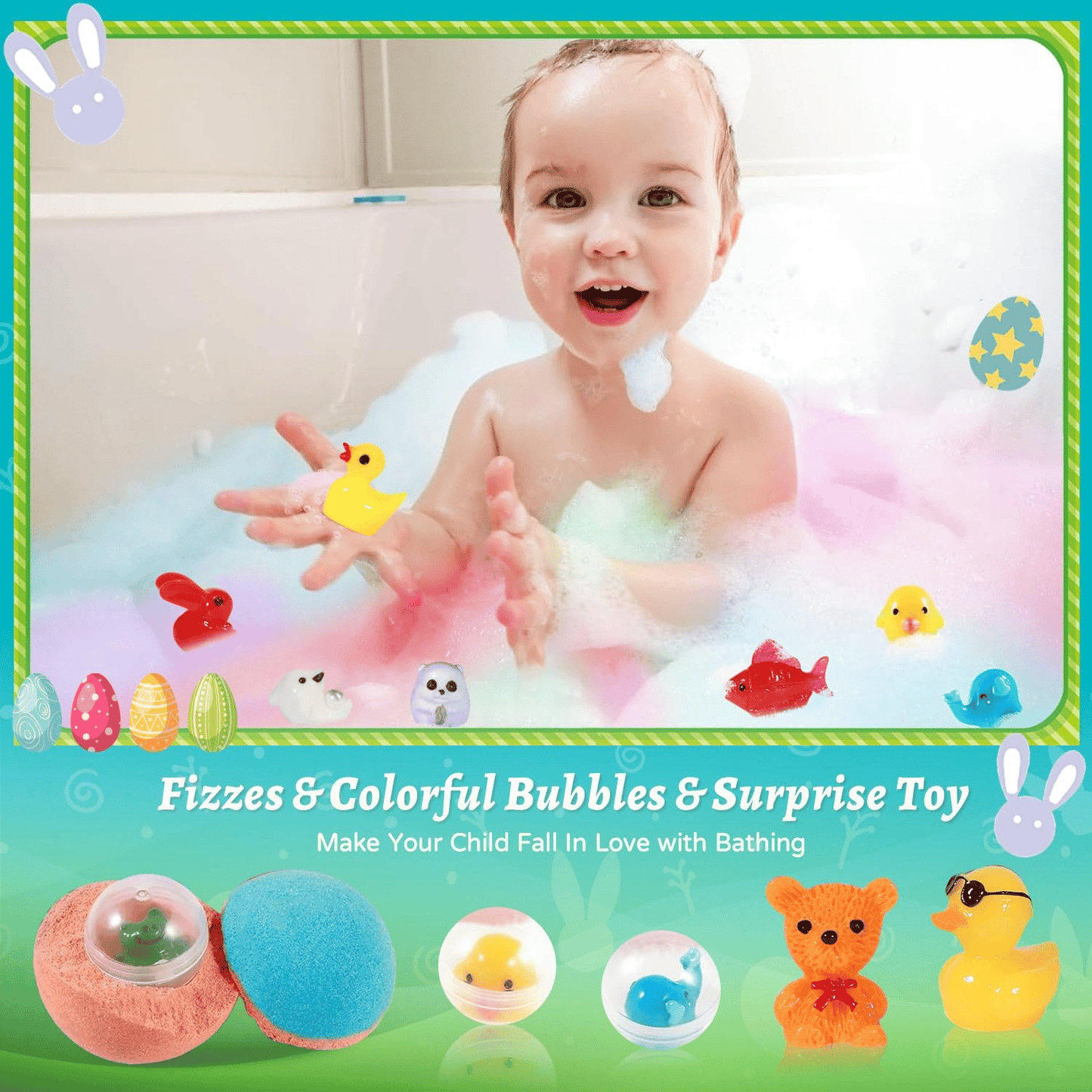 🛁 Natural Bath Bombs for Kids with Mega Bubbles & Surprise Inside 🥚✨ Same as in the video