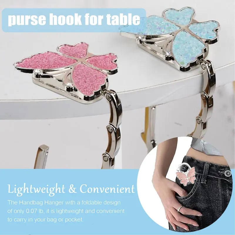 Butterfly Foldable Handbag Hook – Stylish, Portable & Non-Slip Bag Hanger