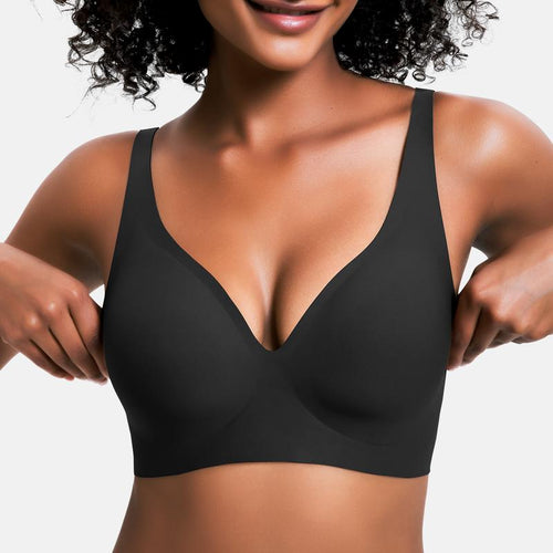 🎁 🔥Womens Comfortable Wireless Bras Push Up Bralettes Seamless Tshirts Bras Deep V Everyday Bras