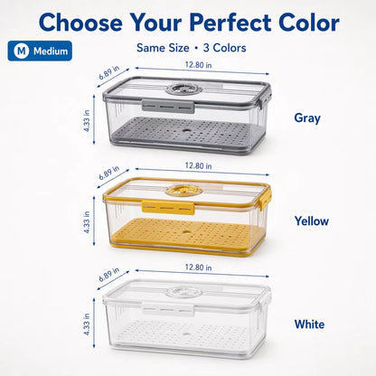 Produce Freshness Containers with Timer & Drainage – BPA-Free Fridge Organizer
