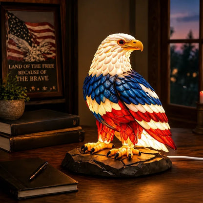 ⚡️Independence Day 🦅🌙U.S. 250th Eagle Stained Glass Table Lamp✨