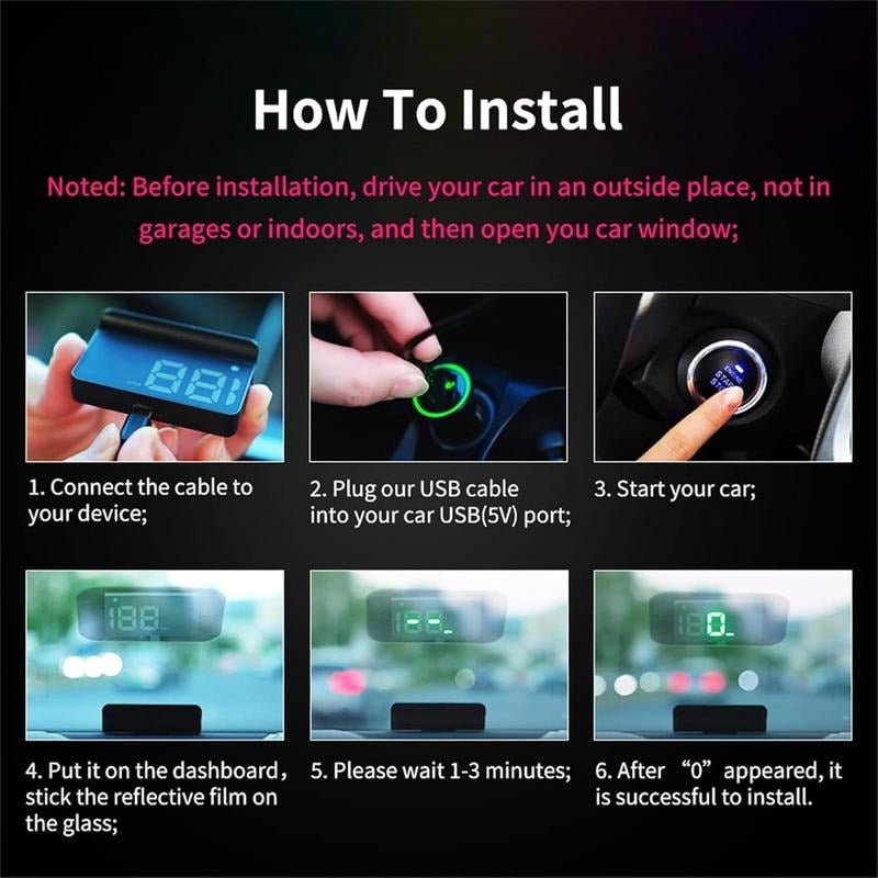 🏆🚗 Head-Up Display Car GPS Digital Speedometer – HUD for Cars, Trucks & Motorcycles